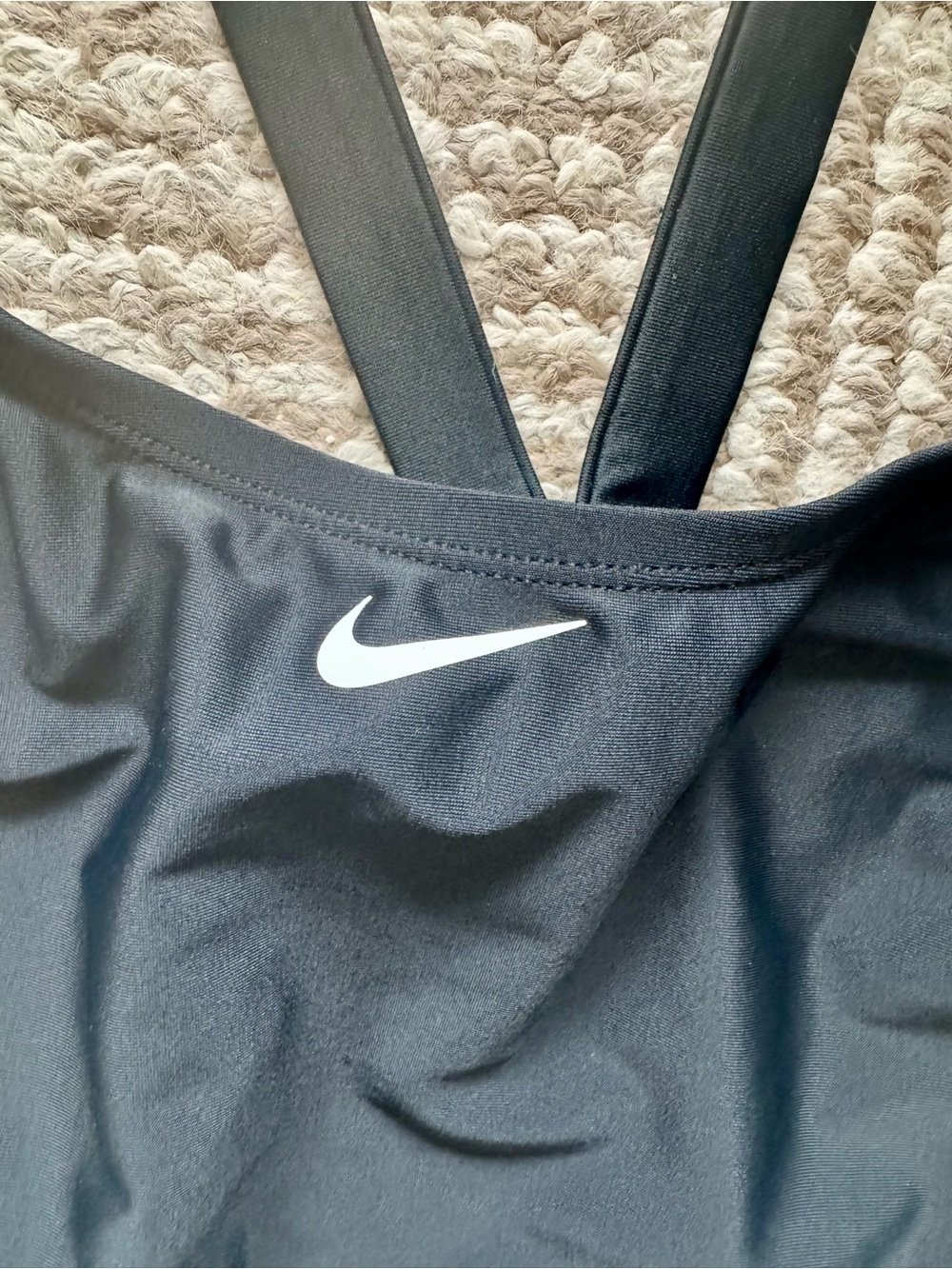 Nike Swim Fastback Tape One-Piece Swim Suit with White Logo Women’s XL Black - Picture 6 of 7